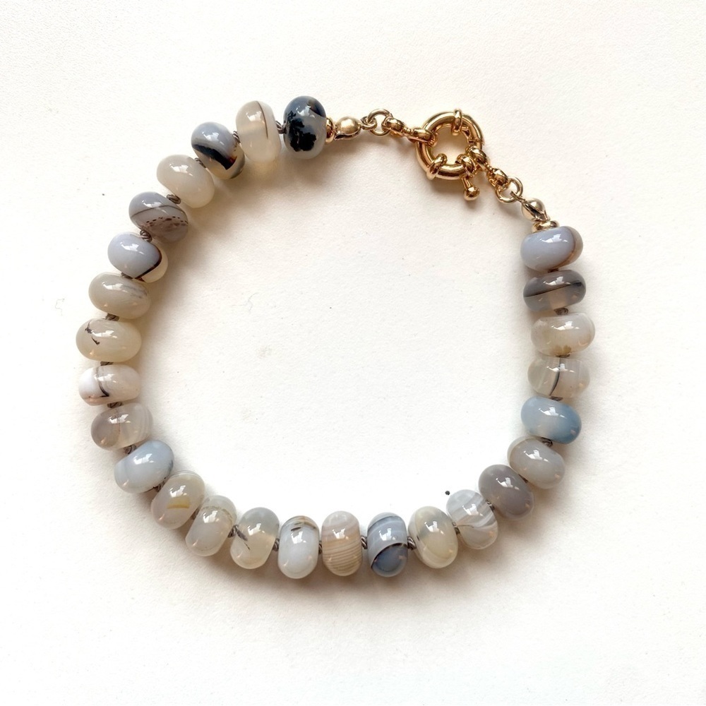 Hand Knotted Montana Agate Gemstone Bracelet 7.5”​​